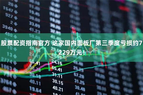 股票配资指南官方 这家国内面板厂第三季度亏损约7229万元！